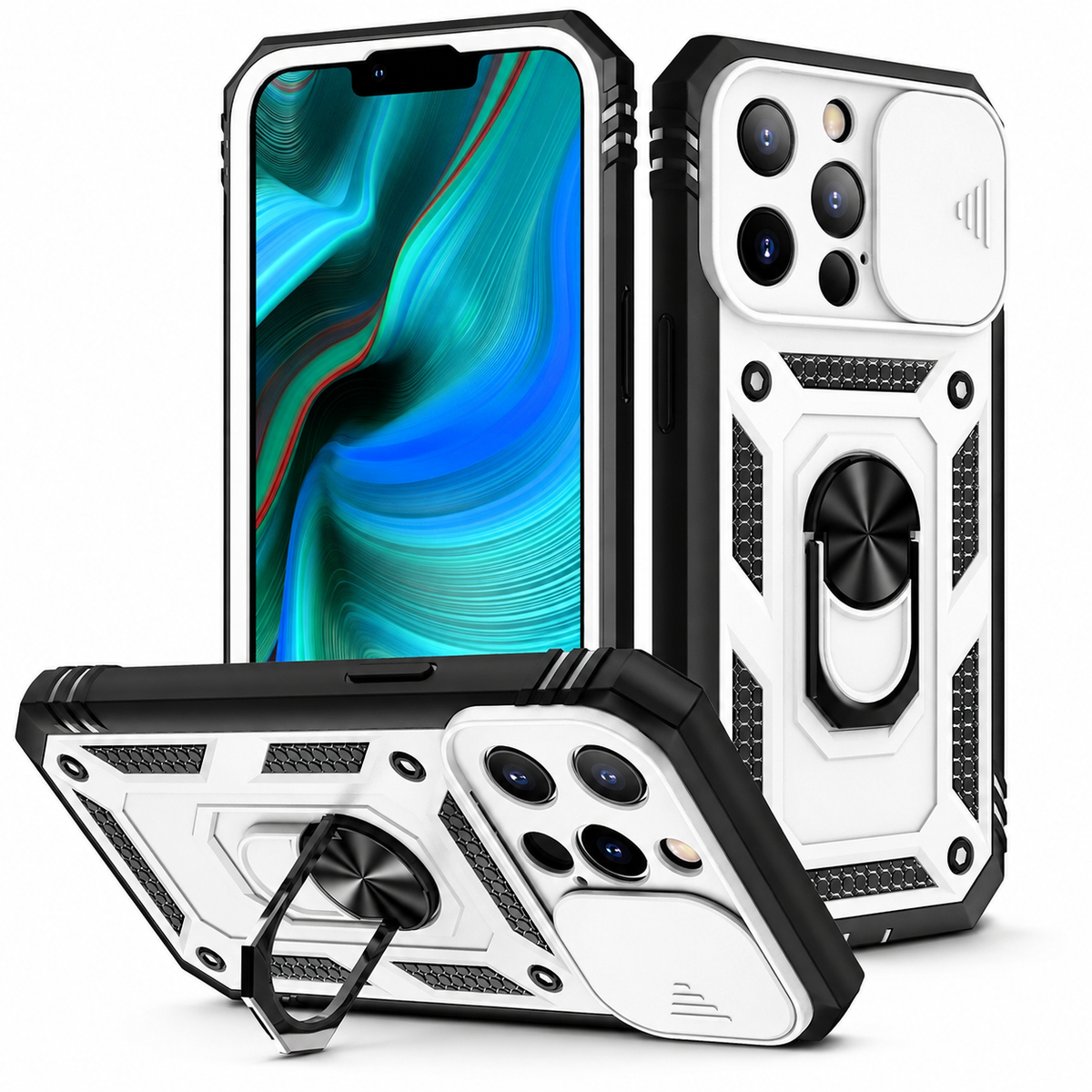 Premium iPhone Case MagSafe Compatible Rugged Armor Card Holder Cover Kickstand Protection
