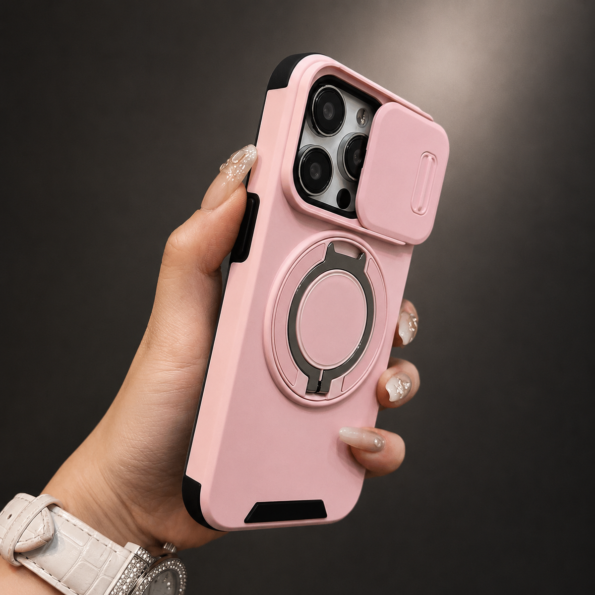Premium iPhone Case MagSafe Compatible Rugged Armor Magnetic Stand Cover Shockproof Protection