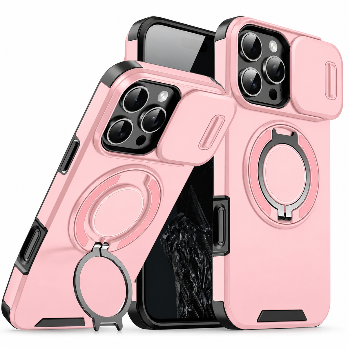 Premium iPhone Case MagSafe Compatible Rugged Armor Magnetic Stand Cover Shockproof Protection