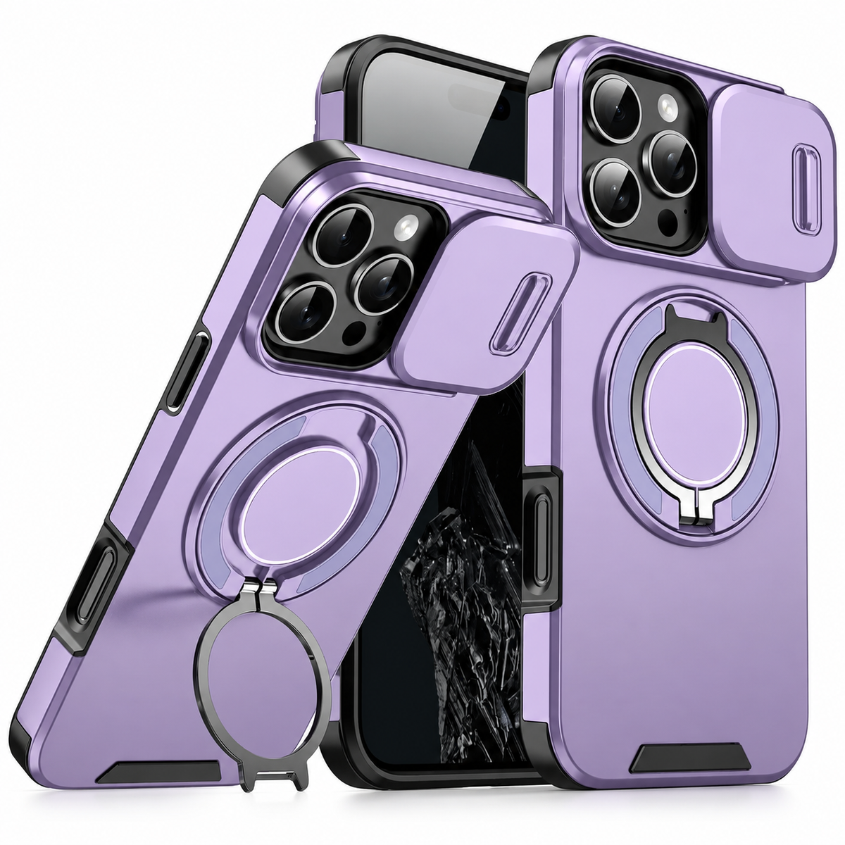 Premium iPhone Case MagSafe Compatible Rugged Armor Magnetic Stand Cover Shockproof Protection