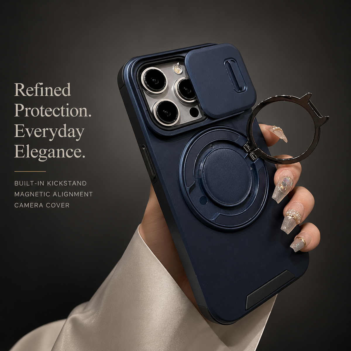 Premium iPhone Case MagSafe Compatible Rugged Armor Magnetic Stand Cover Shockproof Protection