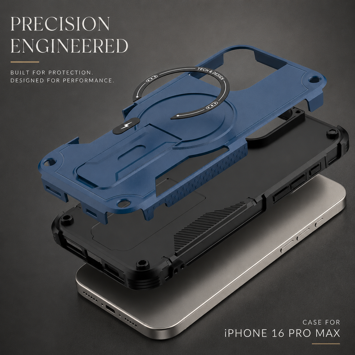 Premium iPhone Case MagSafe Compatible Rugged Hybrid Cover Kickstand Lanyard Protection
