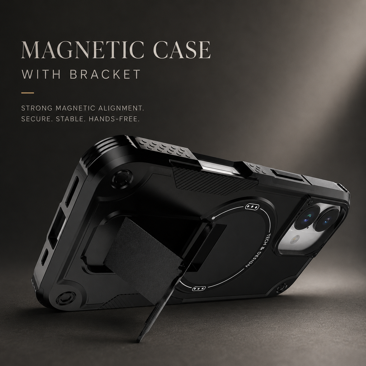 Premium iPhone Case MagSafe Compatible Rugged Hybrid Cover Kickstand Lanyard Protection