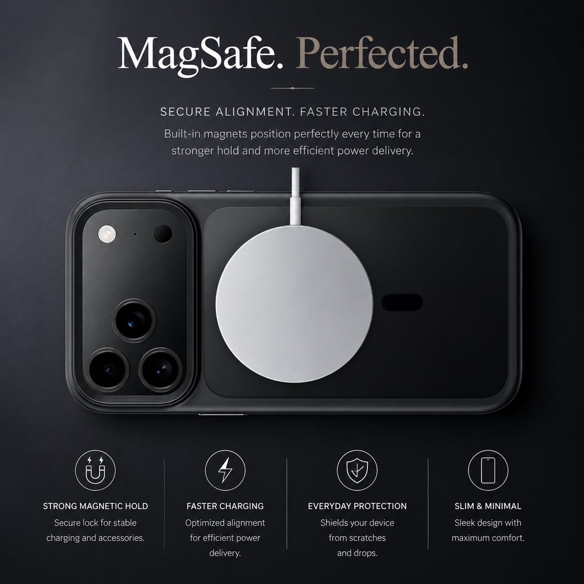Premium iPhone Case MagSafe Compatible Shockproof Protective Cover Matte Anti Fingerprint TPU PC Camera Button Full Coverage