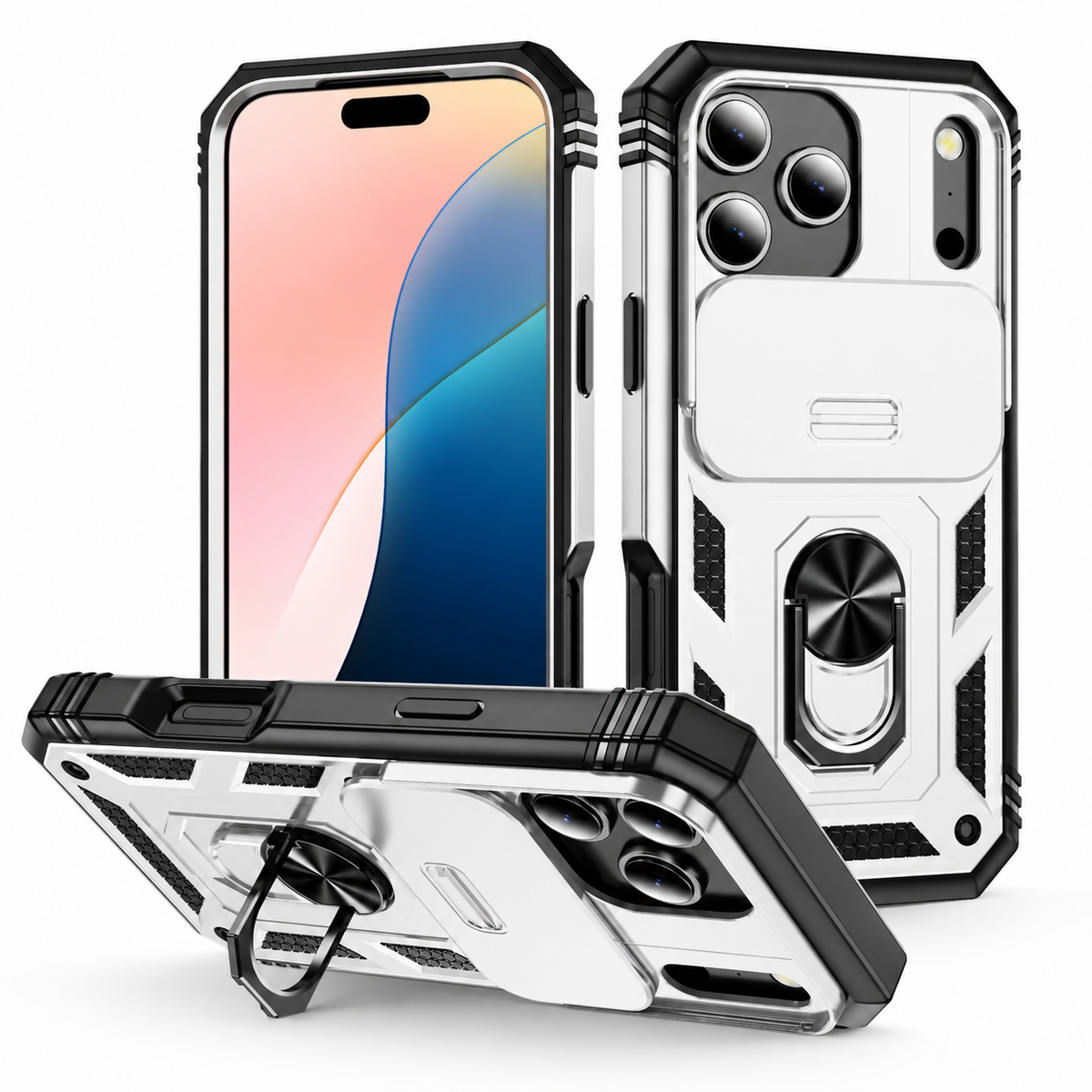 Premium iPhone Case MagSafe Compatible Slide Camera Cover Kickstand Shockproof Protection