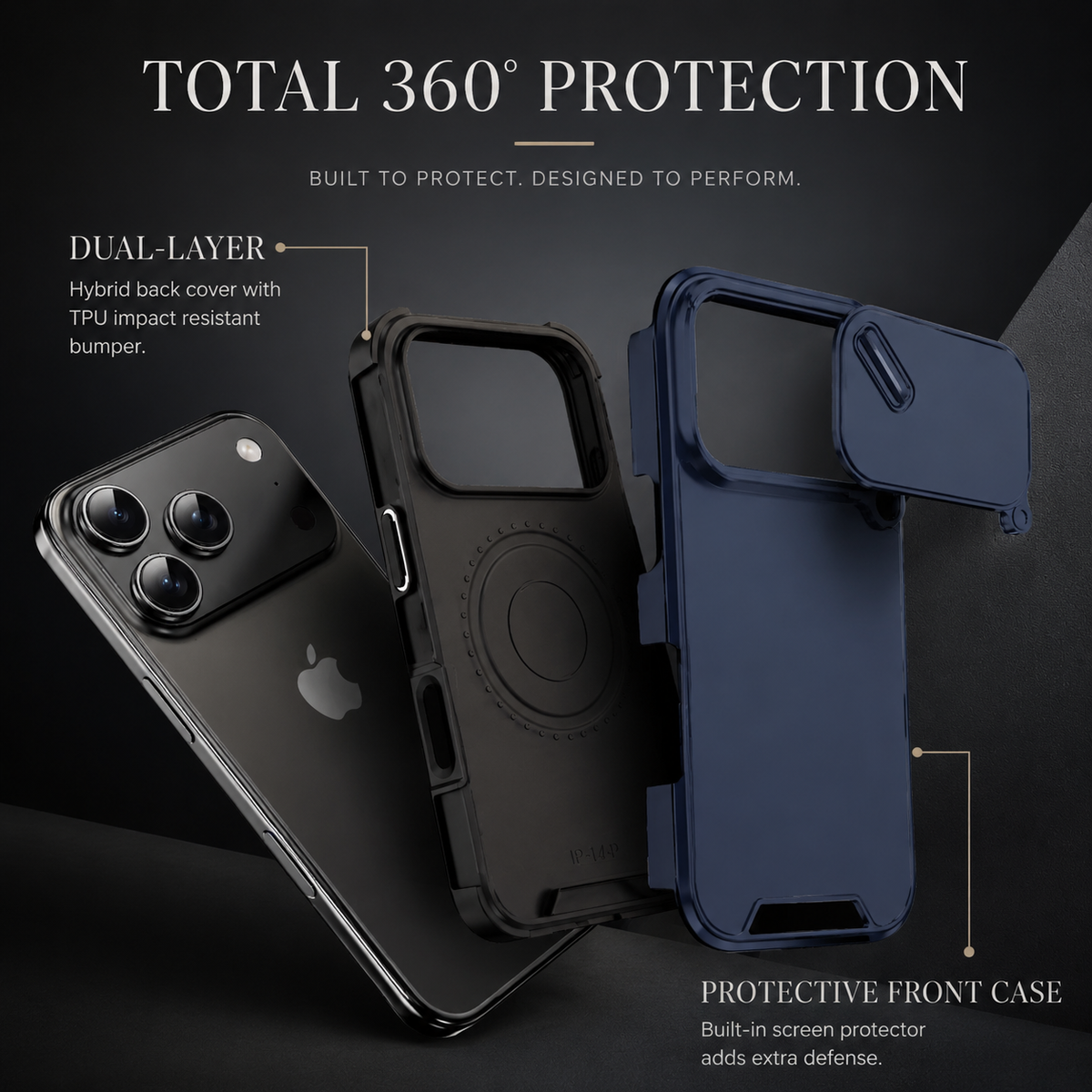 Premium iPhone Case MagSafe Compatible Slide Camera Cover Shockproof Anti Collision Protection