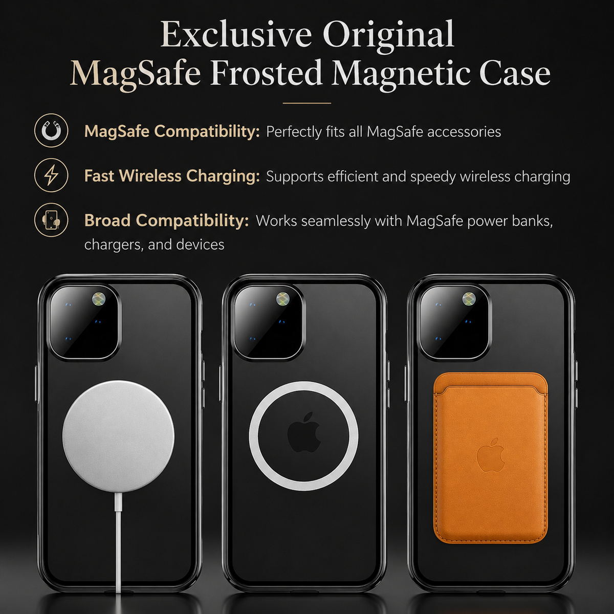 Premium iPhone Case MagSafe Compatible Transparent Aluminum Frame Cover Full Protection