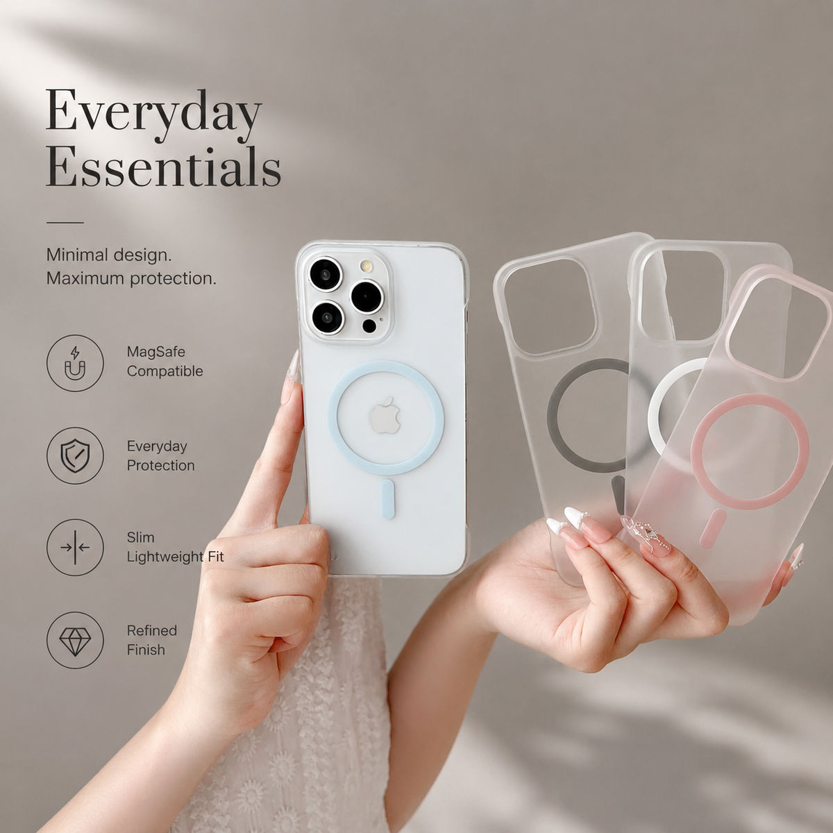 Premium iPhone Case MagSafe Compatible Transparent Ultra Thin Cover Frameless Protection