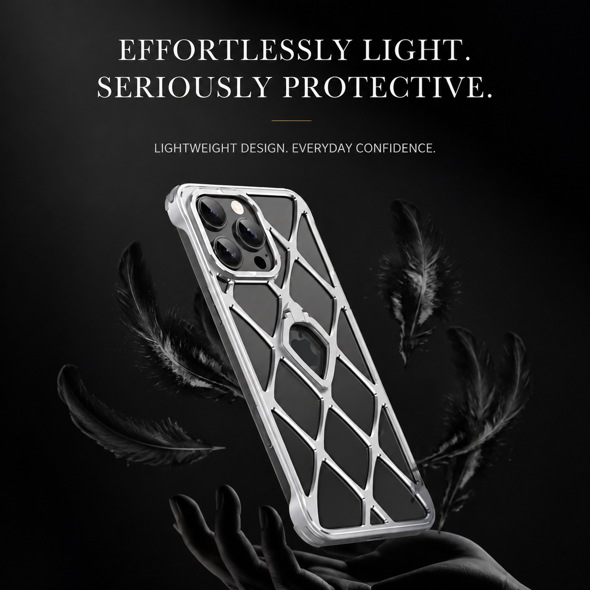 Premium iPhone Case MagSafe Compatible Ultra Light Metal Frame Cover Cooling Back Shockproof Stand Design