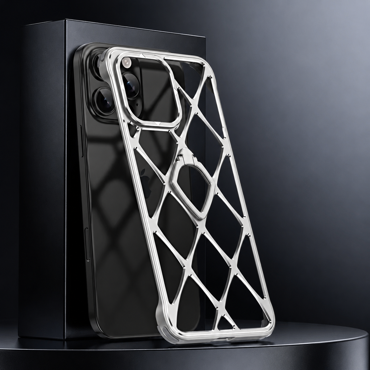 Premium iPhone Case MagSafe Compatible Ultra Light Metal Frame Cover Cooling Back Shockproof Stand Design