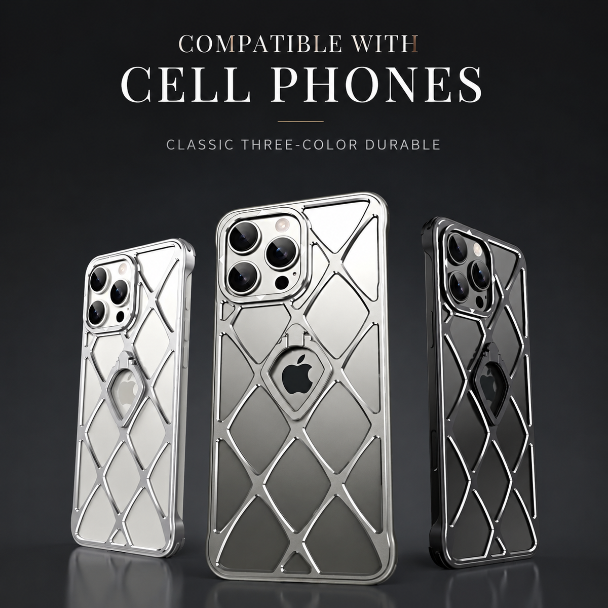 Premium iPhone Case MagSafe Compatible Ultra Light Metal Frame Cover Cooling Back Shockproof Stand Design