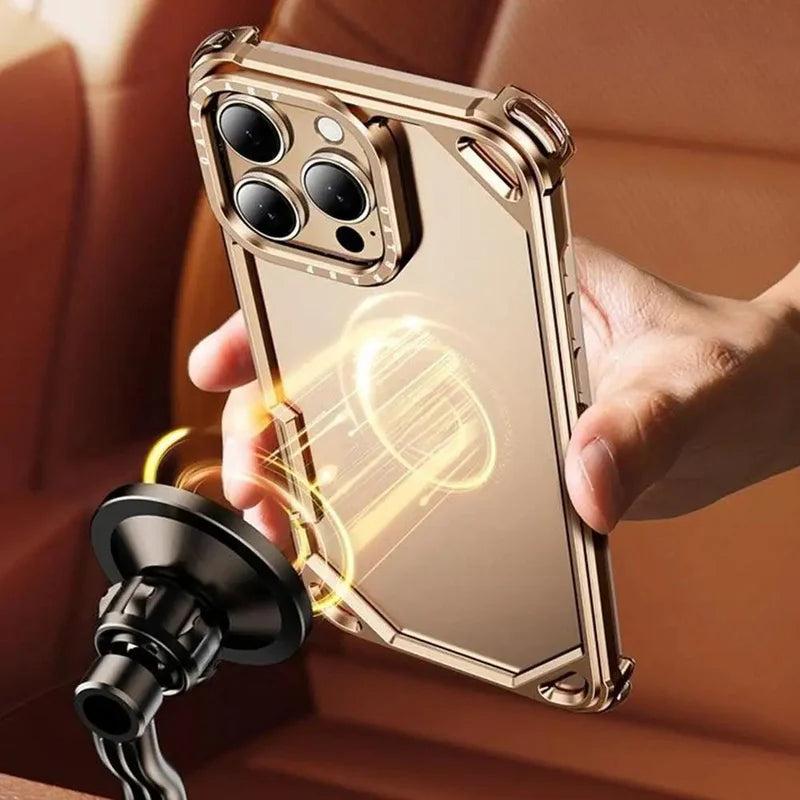 Premium iPhone Case MagSafe Compatible Ultra Thin Metal Bumper Cover Shockproof Protection