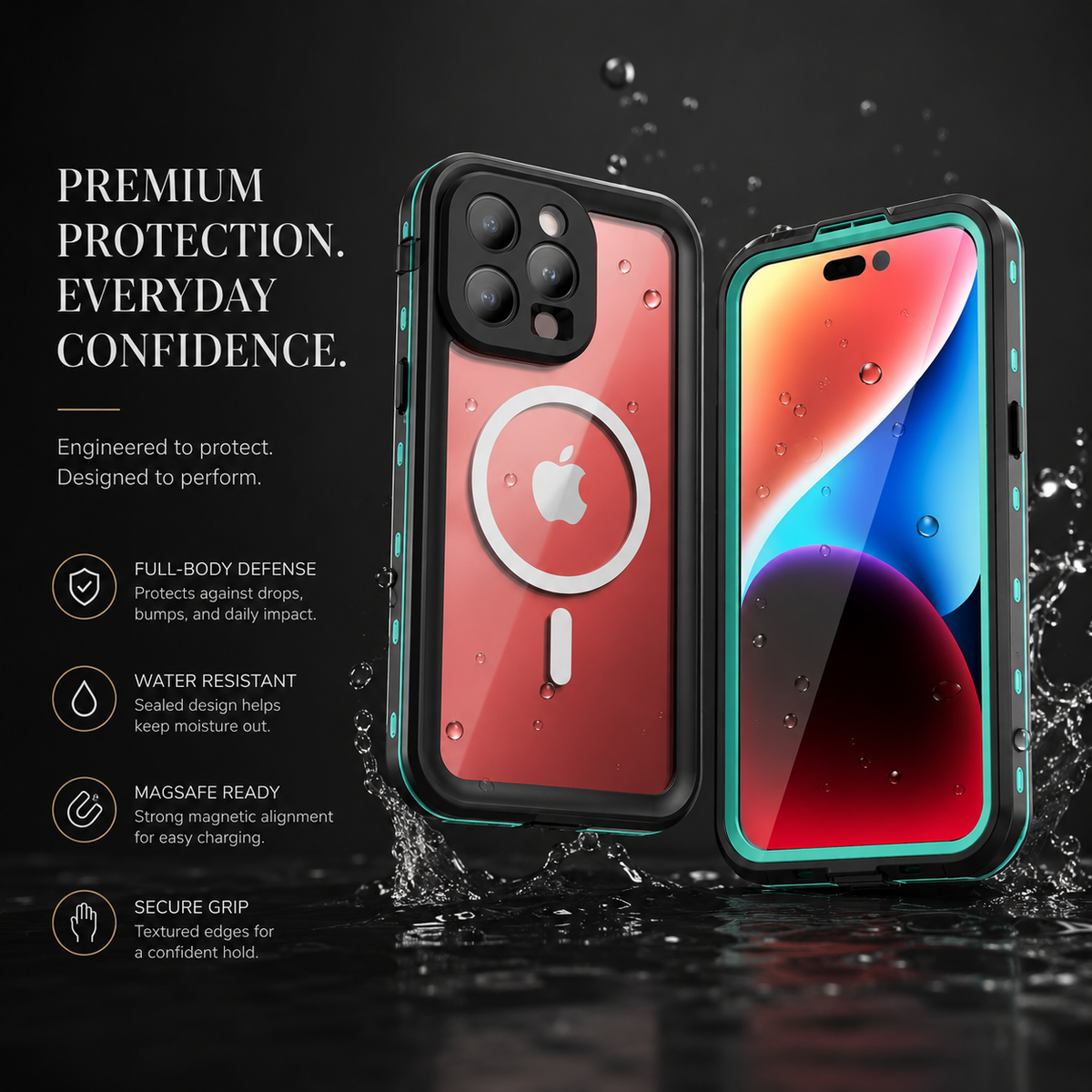 Premium iPhone Case MagSafe Compatible Waterproof IP68 Cover Full Body Protection