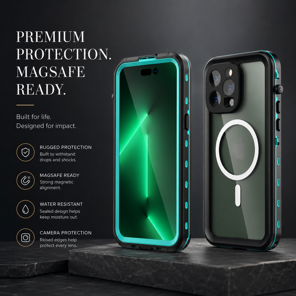 Premium iPhone Case MagSafe Compatible Waterproof IP68 Cover Full Body Protection