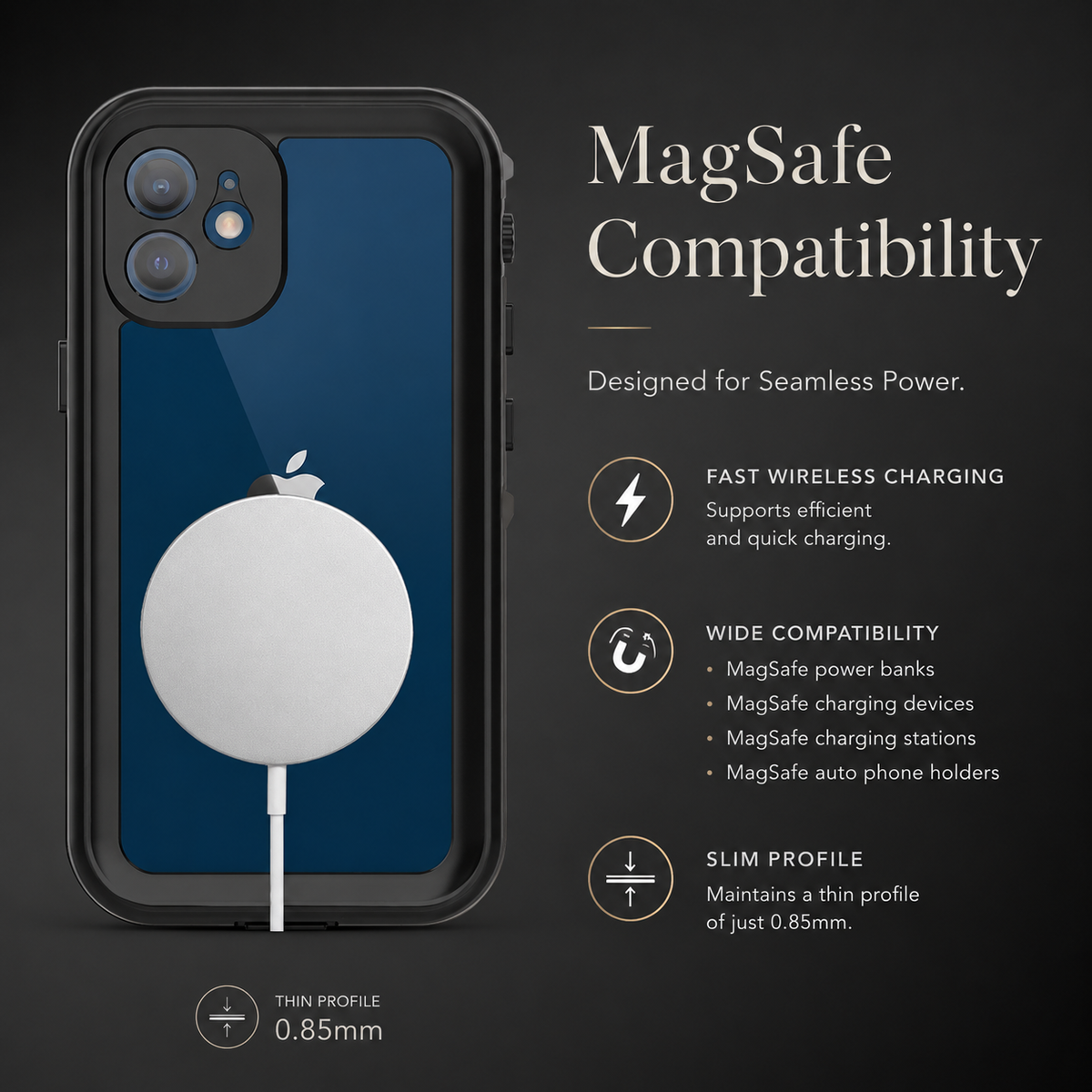 Premium iPhone Case MagSafe Compatible Waterproof IP68 Cover Full Body Protection