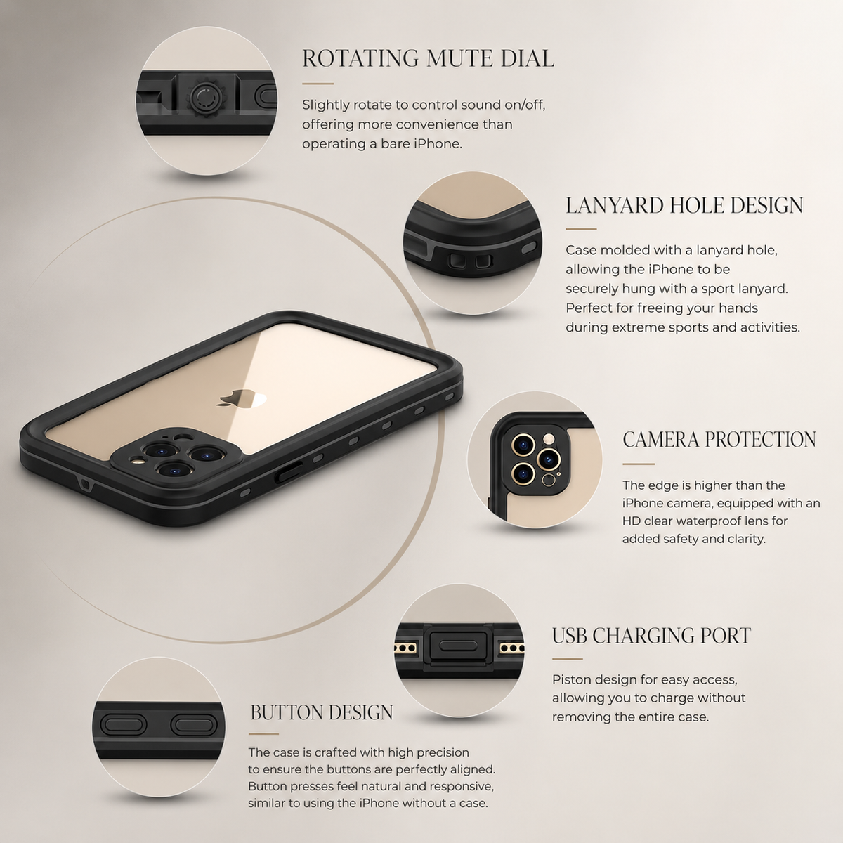 Premium iPhone Case MagSafe Compatible Waterproof IP68 Cover Full Body Protection