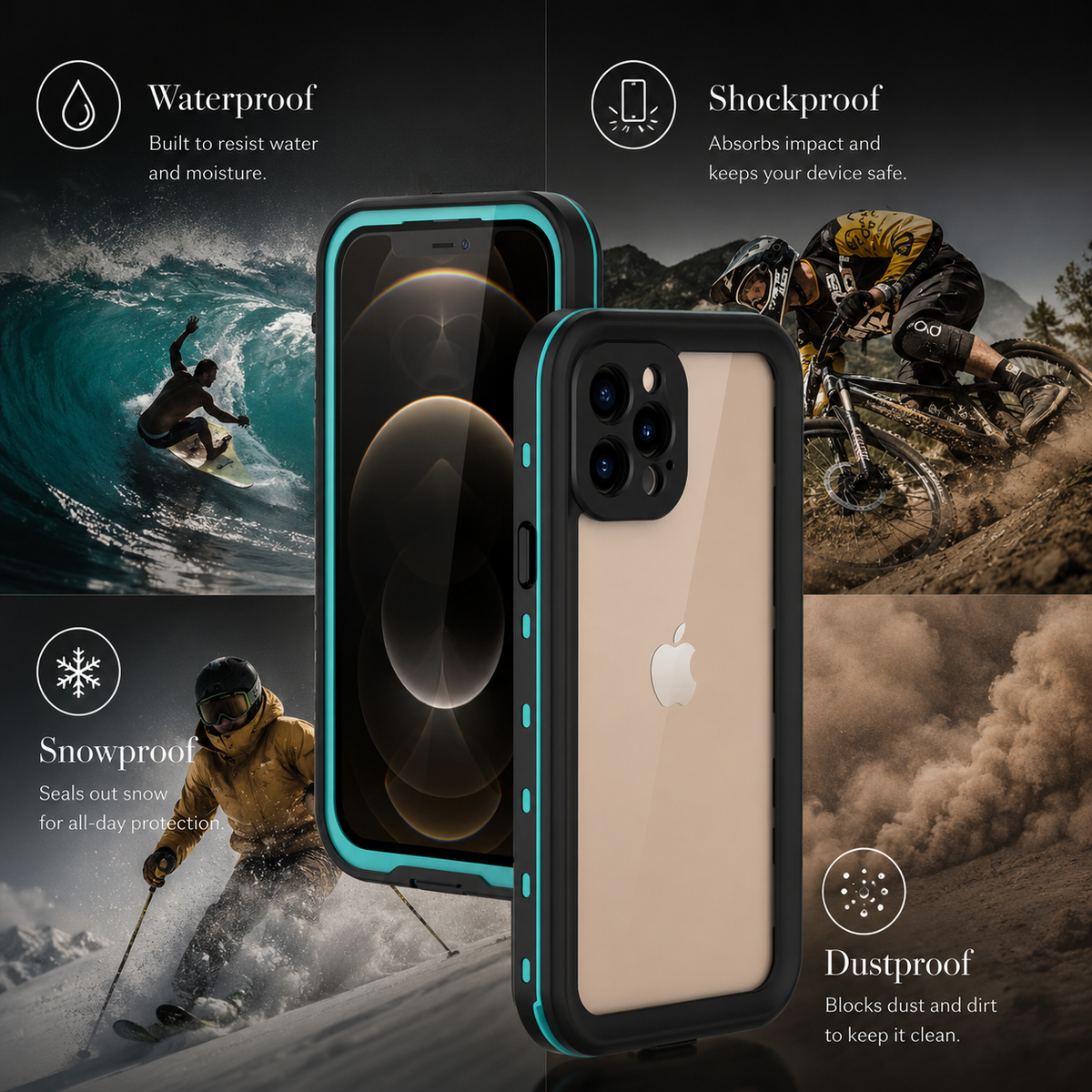 Premium iPhone Case MagSafe Compatible Waterproof IP68 Cover Full Body Protection