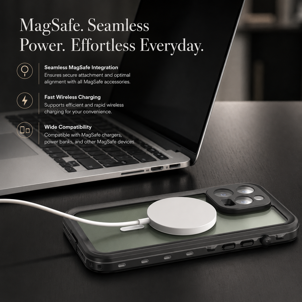 Premium iPhone Case MagSafe Compatible Waterproof IP68 Cover Full Body Protection