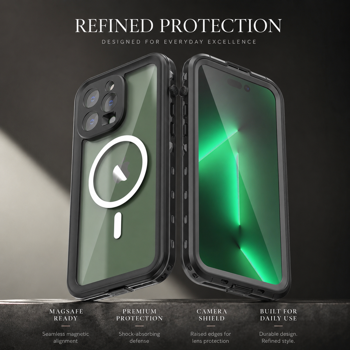 Premium iPhone Case MagSafe Compatible Waterproof IP68 Cover Full Body Protection