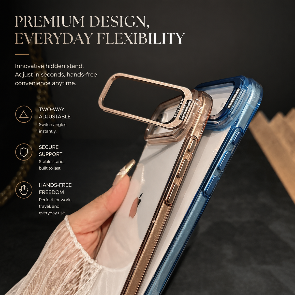 Premium iPhone Case MagSafe Crystal Clear Hard PC Bumper Shockproof Camera Lens Stand Armor Protection