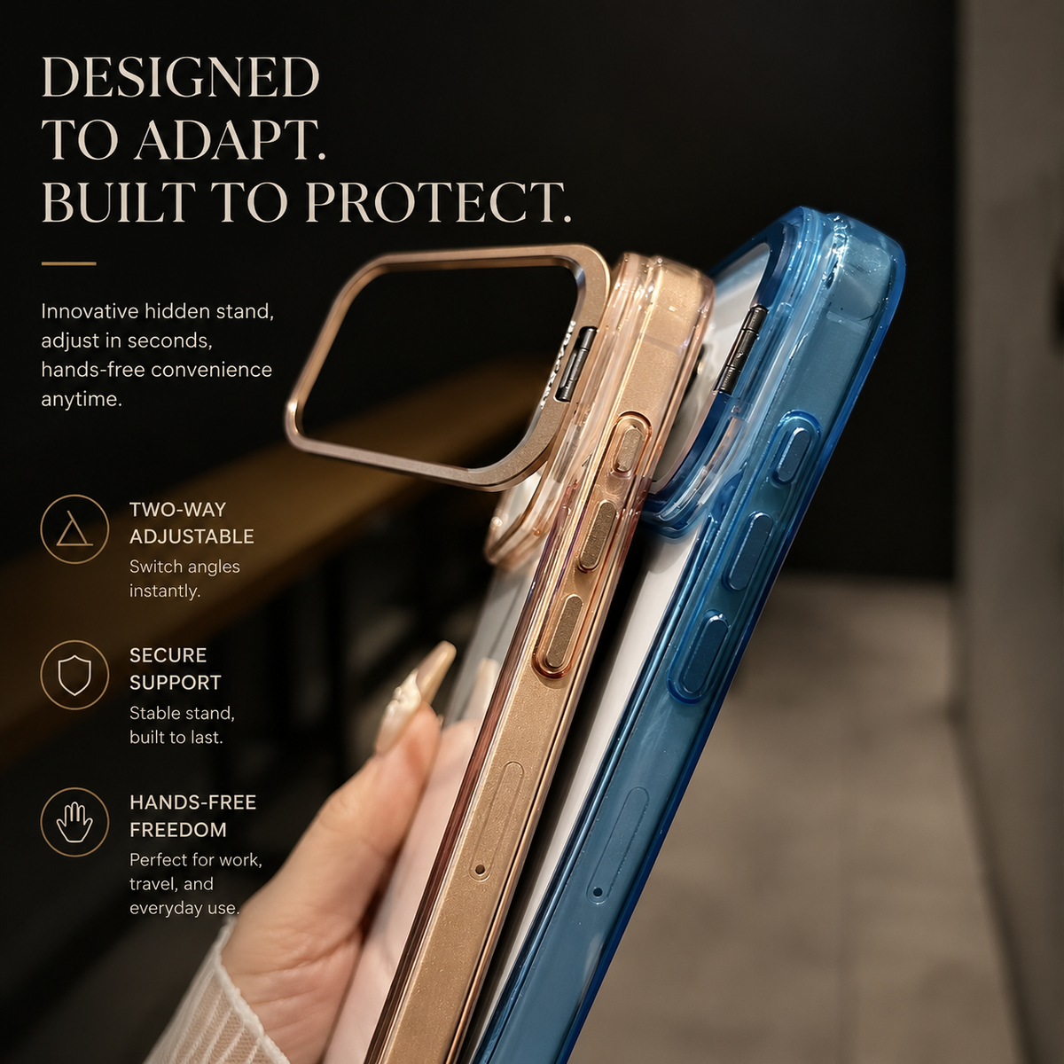 Premium iPhone Case MagSafe Crystal Clear Hard PC Bumper Shockproof Camera Lens Stand Armor Protection
