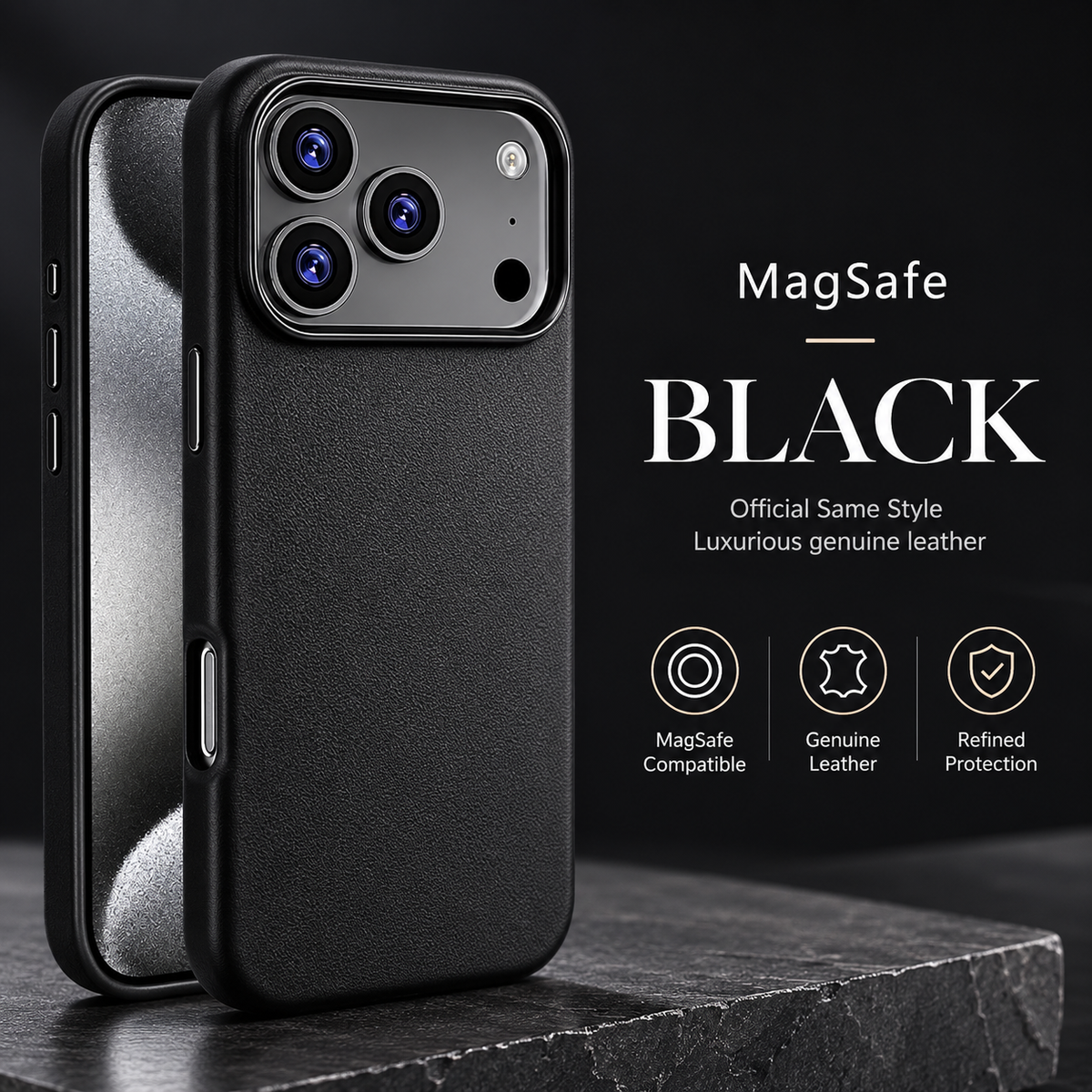 Premium iPhone Case MagSafe Leather Cover Strong Magnetic Support Shockproof Half Wrapped Slim Protective Design