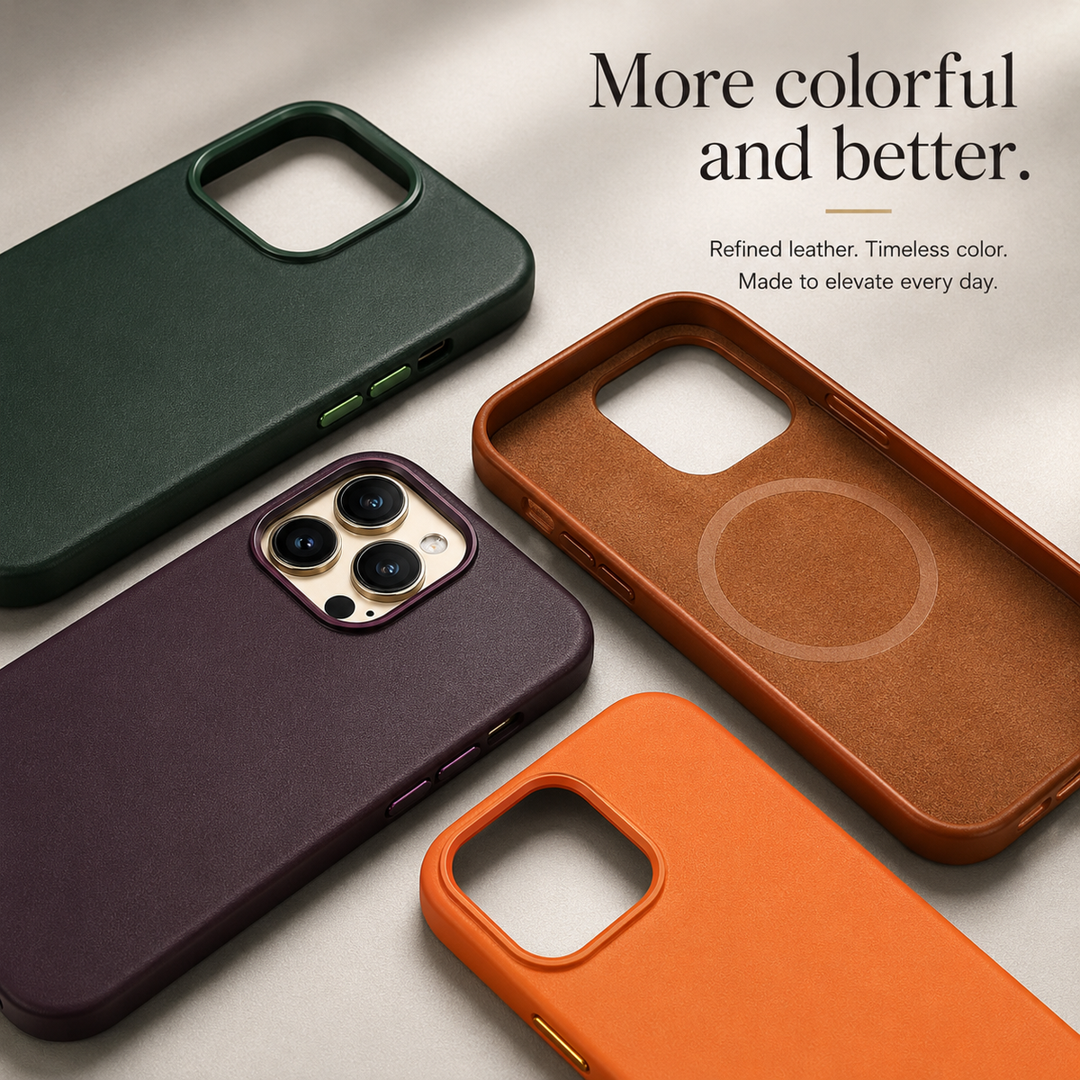 Premium iPhone Case MagSafe Leather Cover Strong Magnetic Support Shockproof Half Wrapped Slim Protective Design