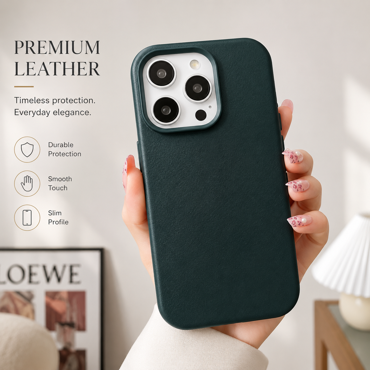 Premium iPhone Case MagSafe Leather Cover Strong Magnetic Support Shockproof Half Wrapped Slim Protective Design
