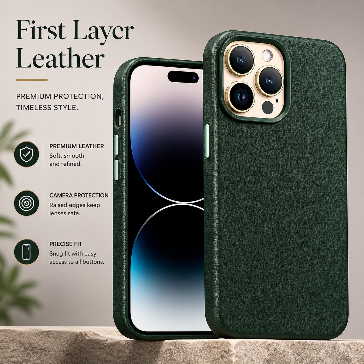 Premium iPhone Case MagSafe Leather Cover Strong Magnetic Support Shockproof Half Wrapped Slim Protective Design