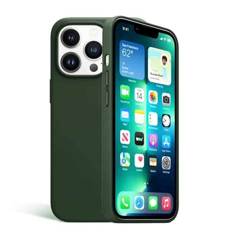 Premium iPhone Case MagSafe Leather Cover Strong Magnetic Support Shockproof Half Wrapped Slim Protective Design