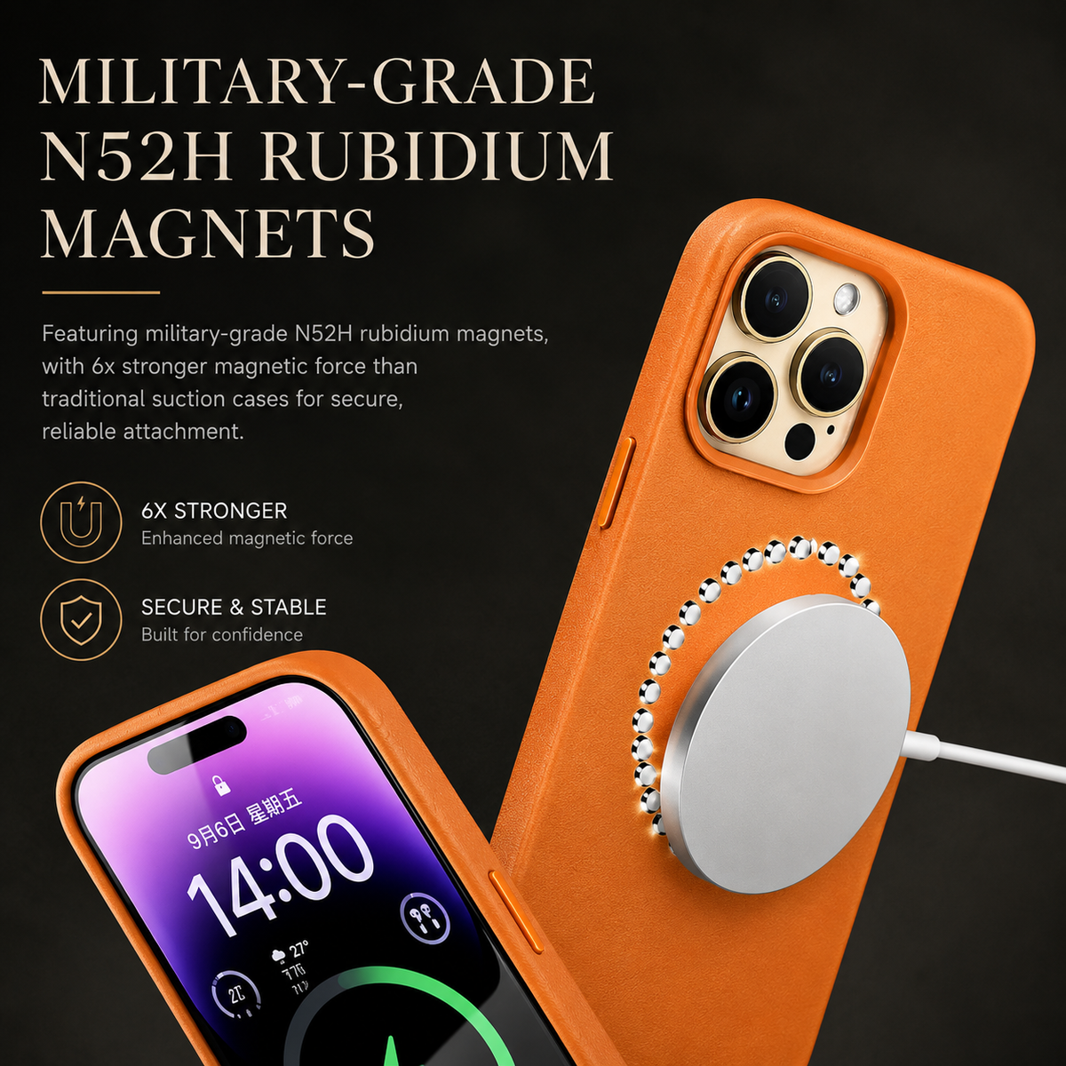 Premium iPhone Case MagSafe Leather Cover Strong Magnetic Support Shockproof Half Wrapped Slim Protective Design
