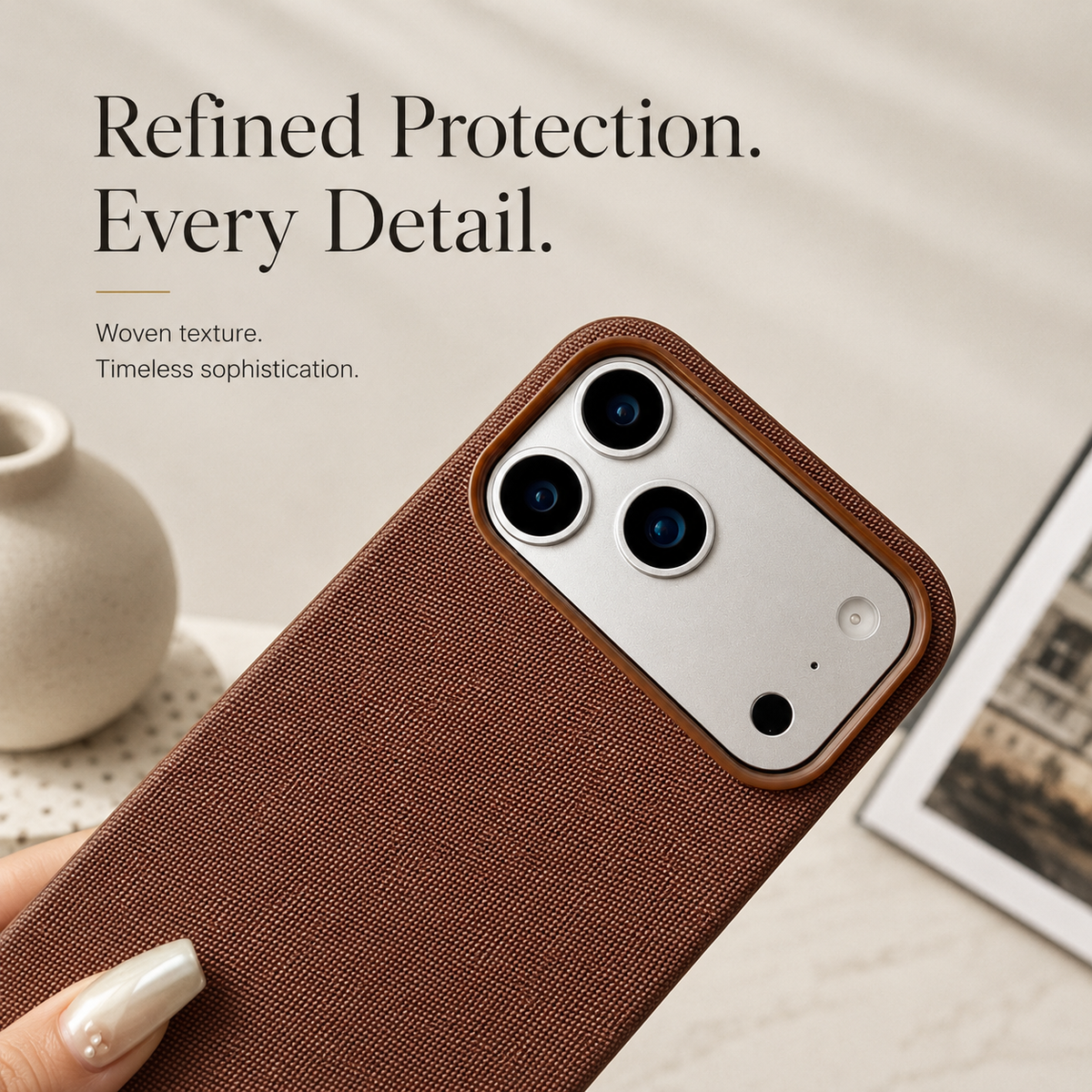 Premium iPhone Case MagSafe Magnetic Business Cover Wireless Charging Full Protection Polyester Fiber Design