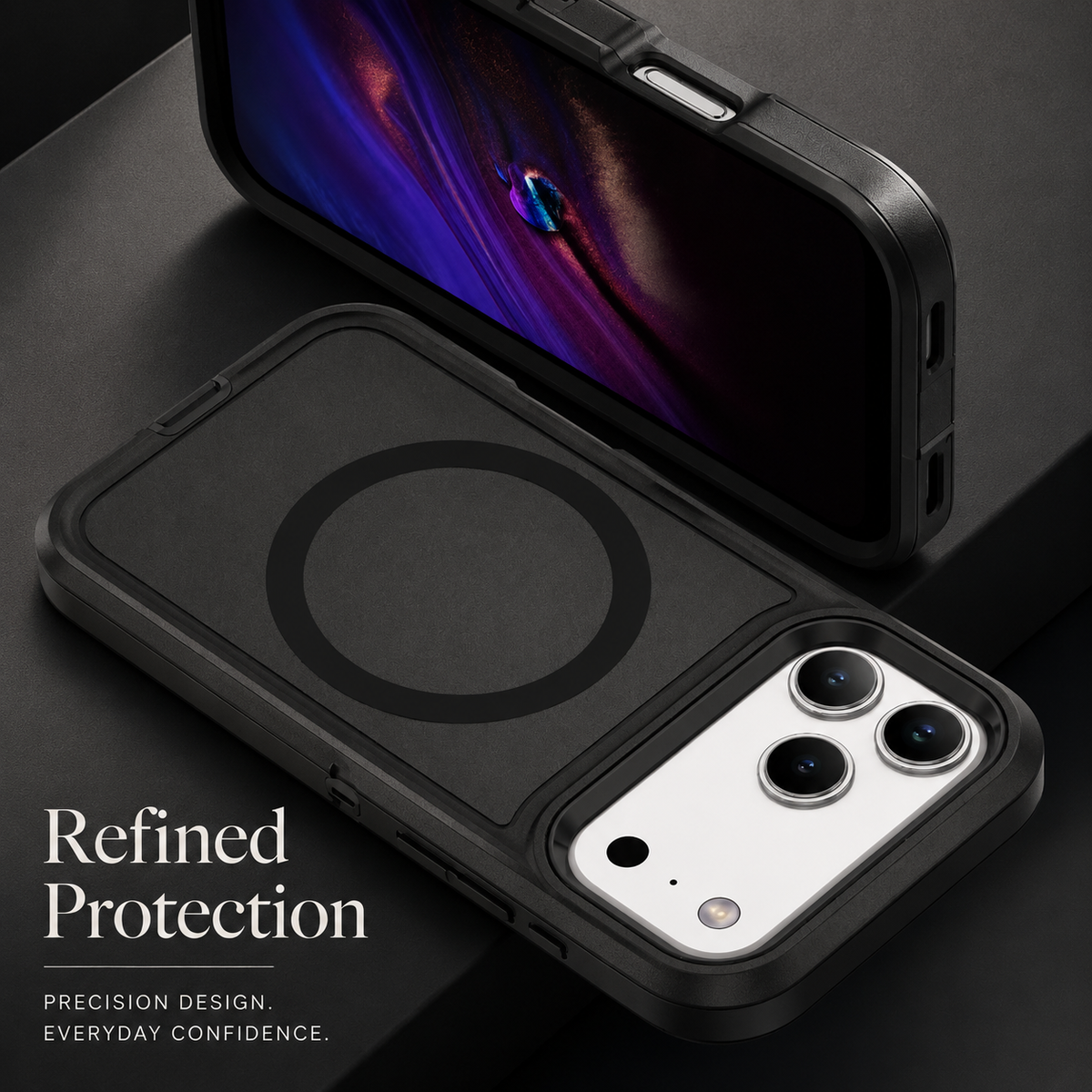 Premium iPhone Case MagSafe Rugged Armor Cover Shockproof PC TPU Defender Anti Slip Impact Resistant Durable Protective Full Coverage
