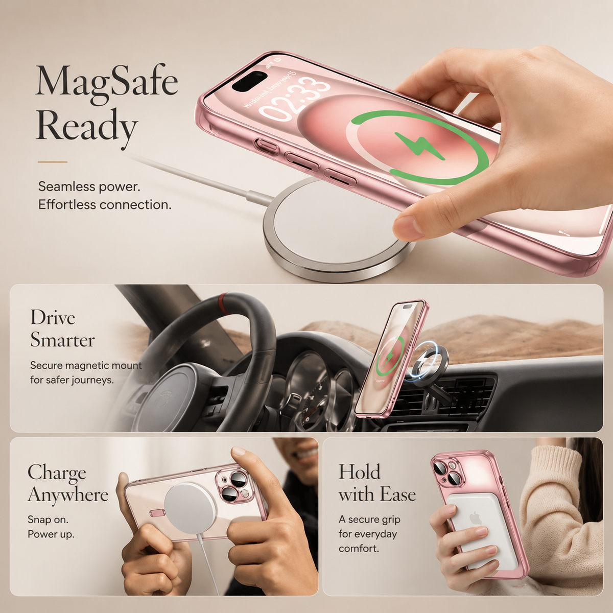Premium iPhone Case MagSafe Transparent TPU Cover Magnetic Lens Protection Shockproof Anti Fingerprint Anti Scratch Full Coverage