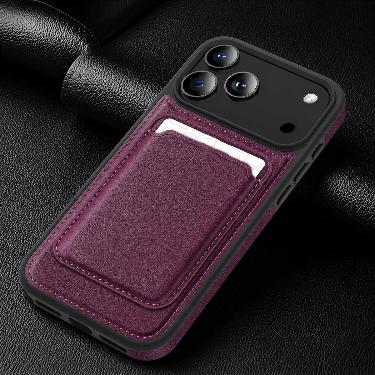 Premium iPhone Case Magnetic 2 In 1 Leather Card Holder Cover Wireless Charging Compatible Shockproof Dual Layer Protective Case