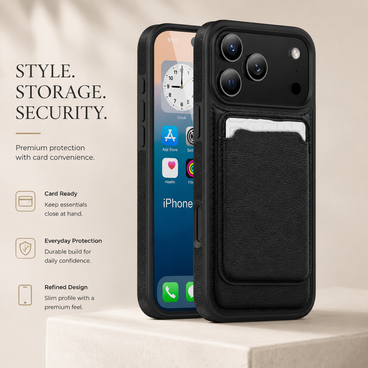 Premium iPhone Case Magnetic 2 In 1 Leather Card Holder Cover Wireless Charging Compatible Shockproof Dual Layer Protective Case