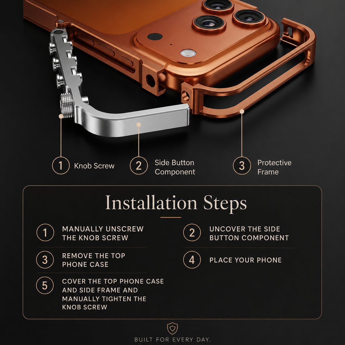 Premium iPhone Case Magnetic Aluminum Alloy Cyberpunk Bumper Shockproof Heat Dissipation Non Slip Lightweight Protective Frame