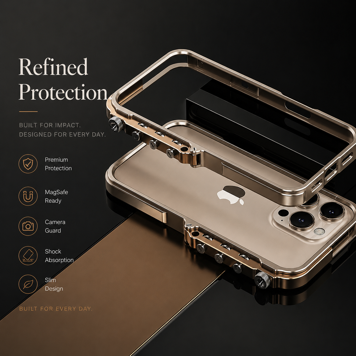 Premium iPhone Case Magnetic Aluminum Alloy Cyberpunk Bumper Shockproof Heat Dissipation Non Slip Lightweight Protective Frame