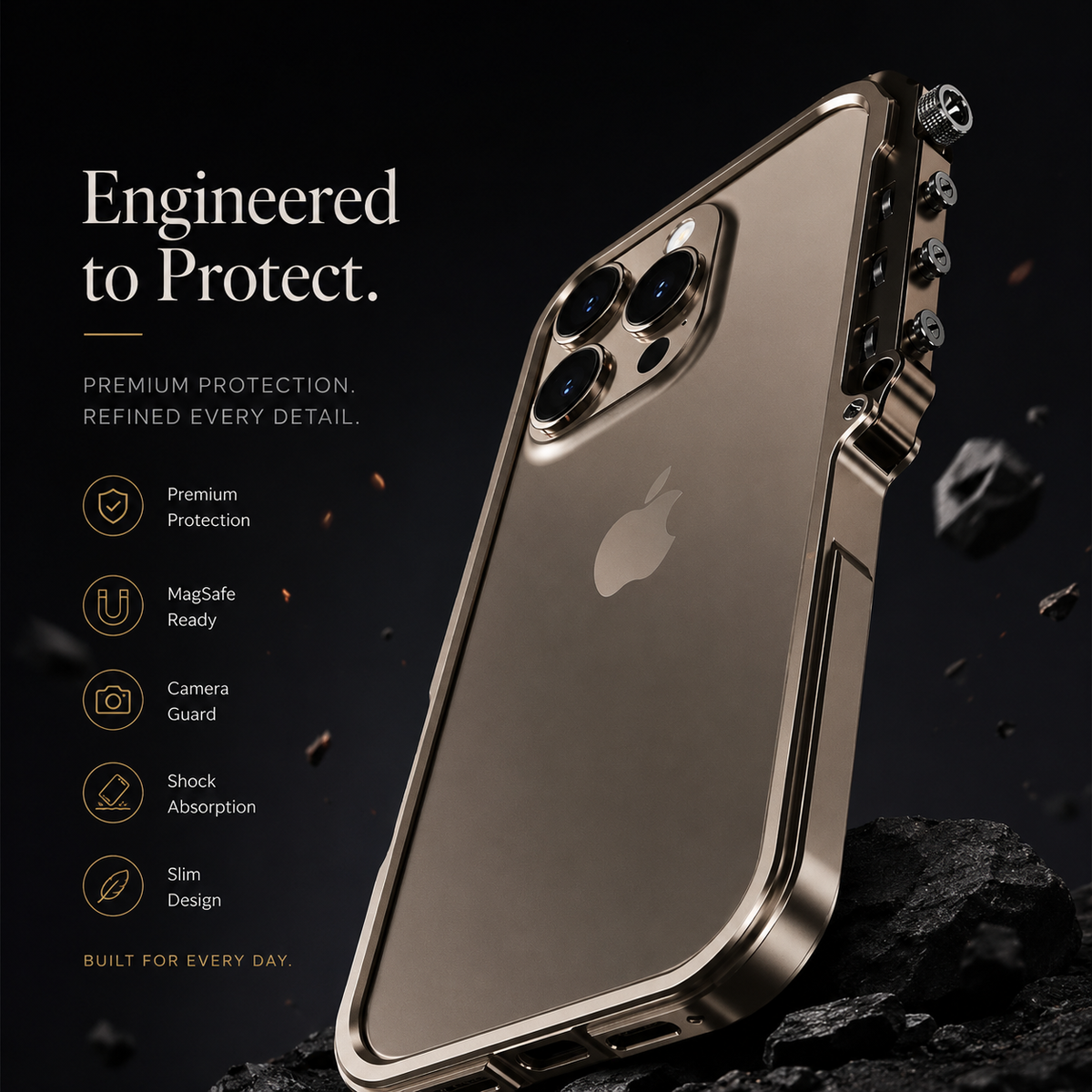 Premium iPhone Case Magnetic Aluminum Alloy Cyberpunk Bumper Shockproof Heat Dissipation Non Slip Lightweight Protective Frame