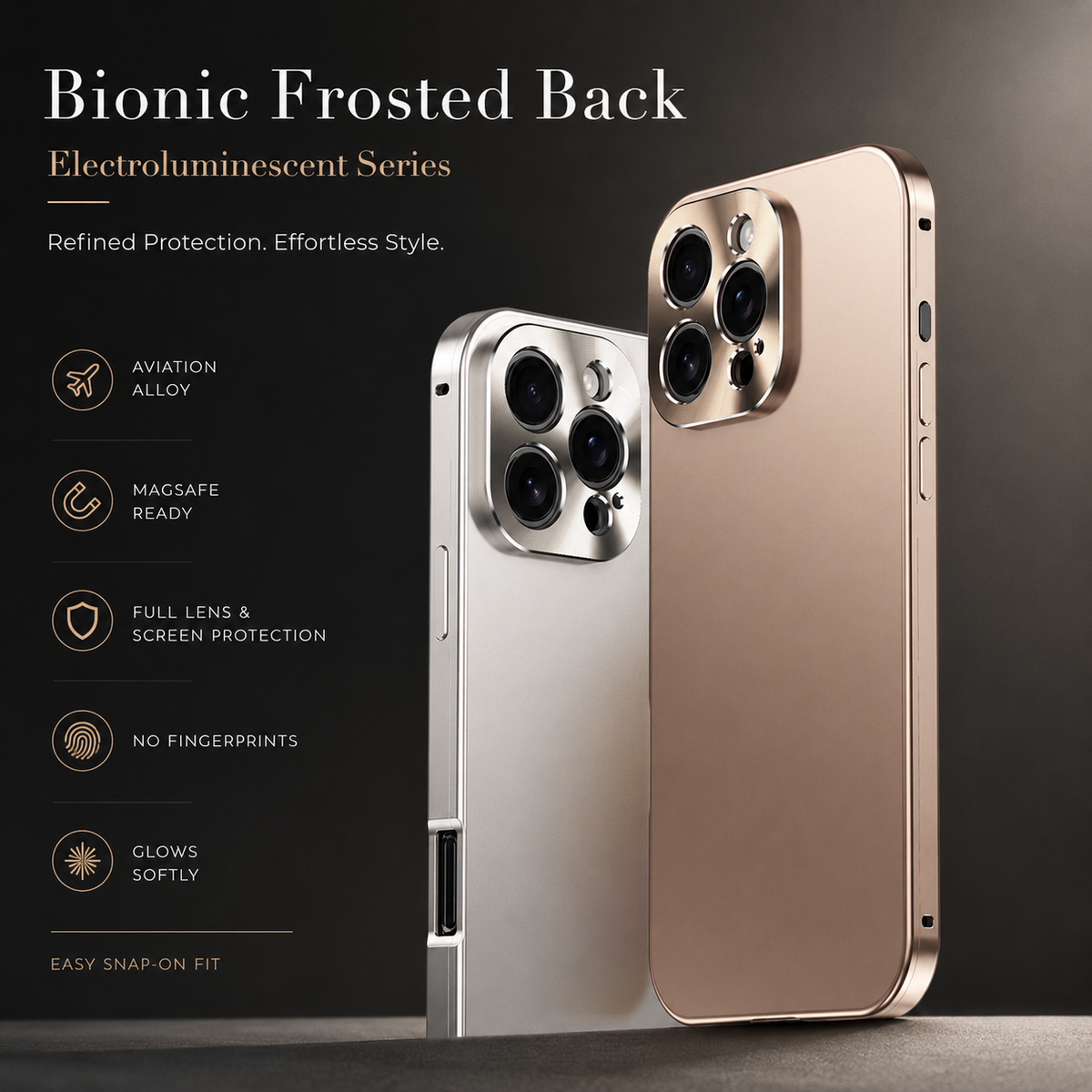 Premium iPhone Case Magnetic Aluminum Frame Shockproof Protective Cover Full Camera Lens Protection Slim Metal Design Wireless Charging Compatible