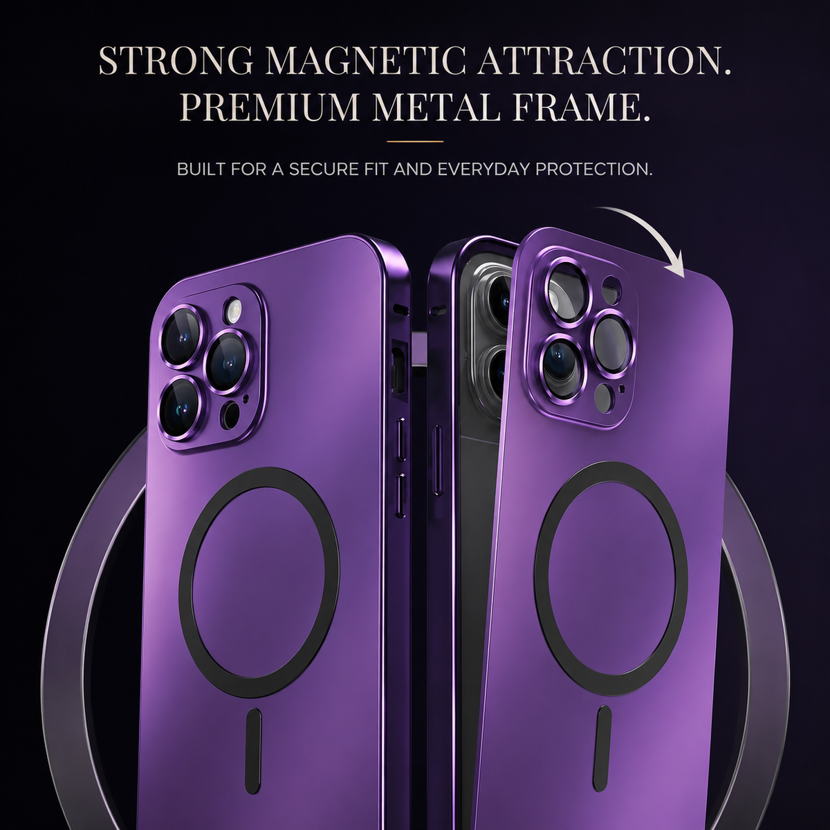 Premium iPhone Case Magnetic Aluminum Metal Frame Cover Hard PC Back MagSafe Shockproof Matte Anti Fingerprint Protection