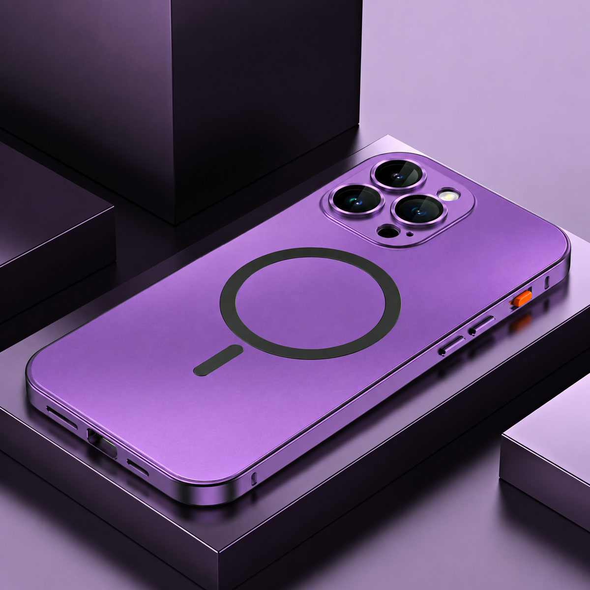 Premium iPhone Case Magnetic Aluminum Metal Frame Cover Hard PC Back MagSafe Shockproof Matte Anti Fingerprint Protection