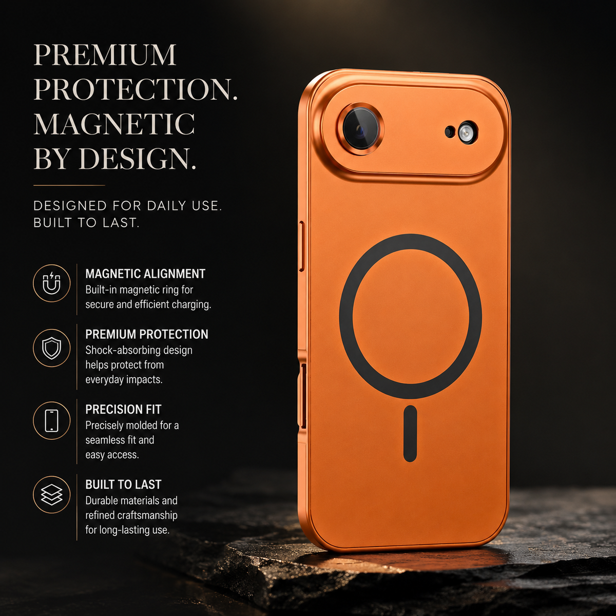 Premium iPhone Case Magnetic Aluminum Metal Frame Cover Hard PC Back MagSafe Shockproof Matte Anti Fingerprint Protection