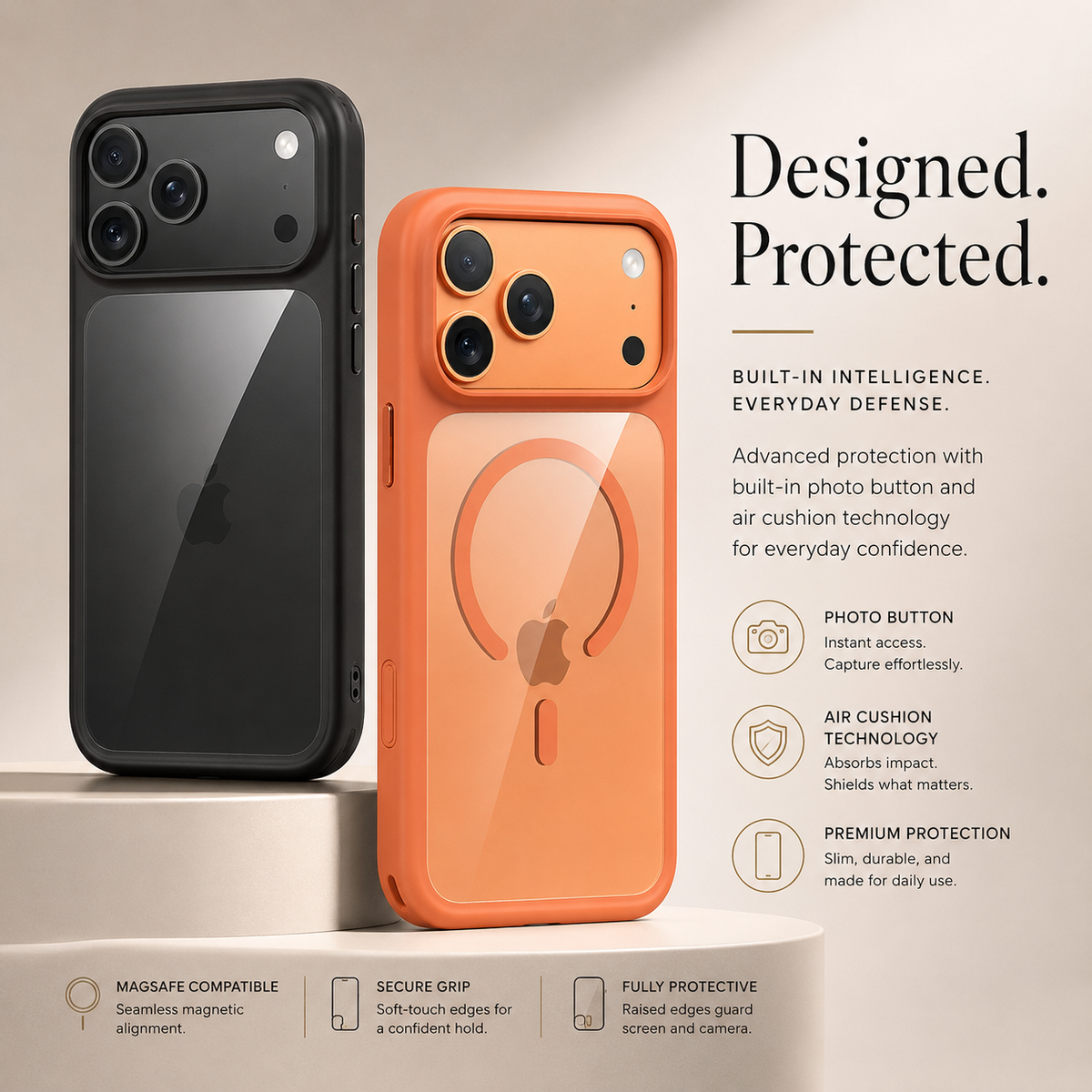 Premium iPhone Case Magnetic Clear Armor Cover MagSafe Compatible Shockproof Camera Protection Anti Scratch Full Coverage