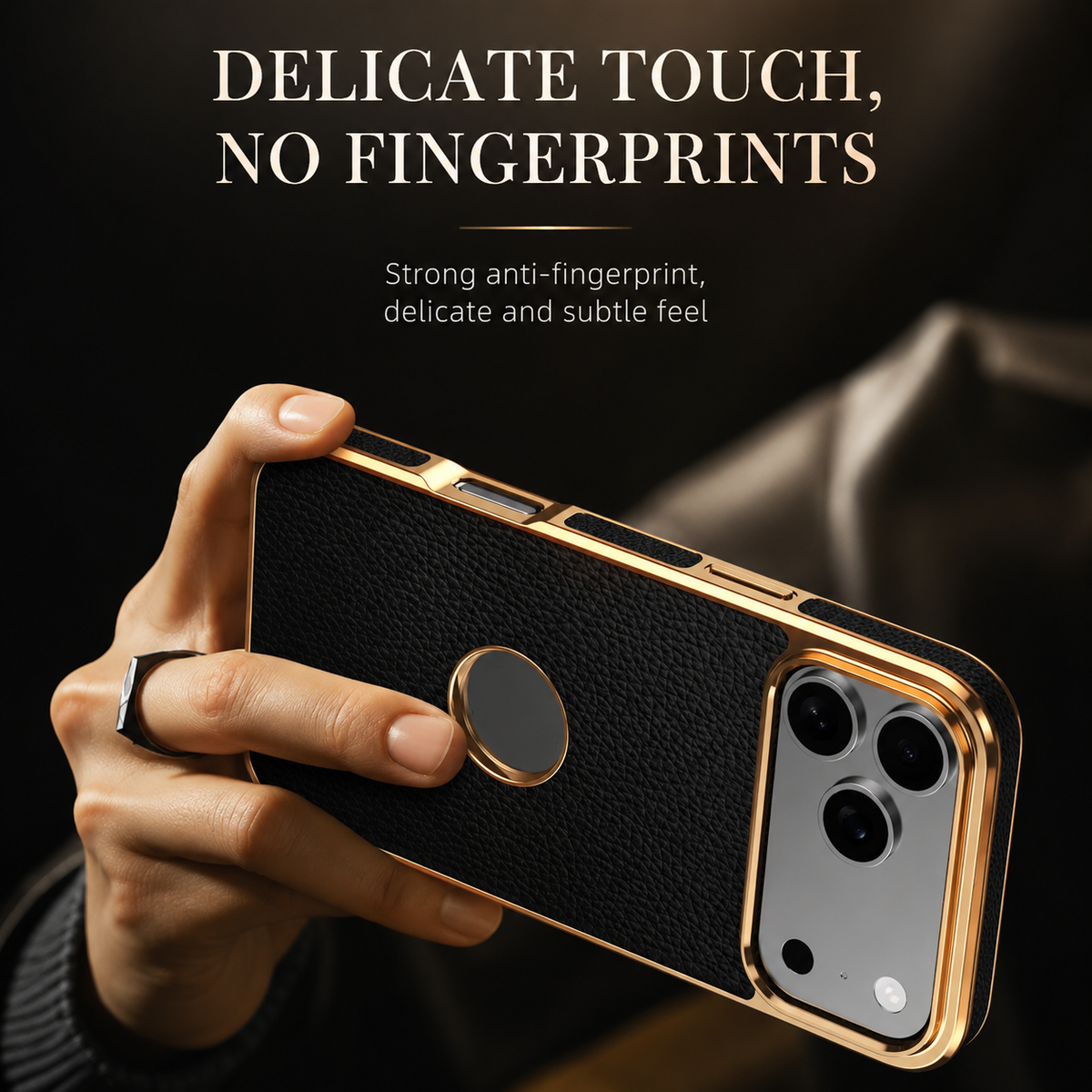 Premium iPhone Case Magnetic Cowhide Leather Cover Lychee Texture Slim Protective Anti Fingerprint Grip