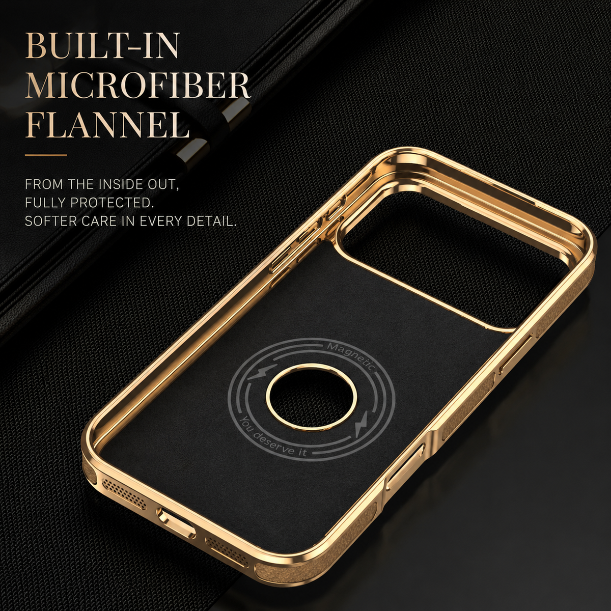 Premium iPhone Case Magnetic Cowhide Leather Cover Lychee Texture Slim Protective Anti Fingerprint Grip