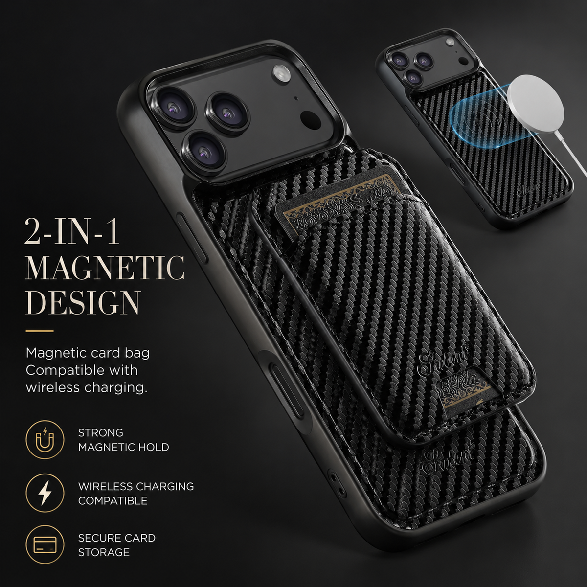 Premium iPhone Case Magnetic Faux Leather Wallet Cover Card Holder Stand MagSafe Shockproof Slim Full Coverage
