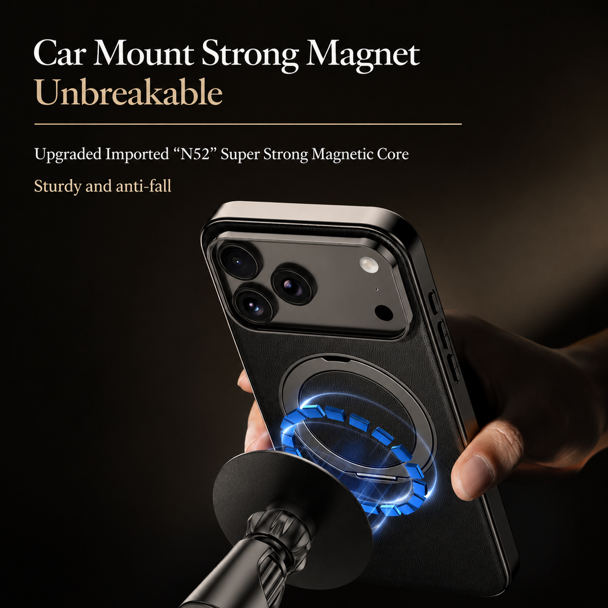 Premium iPhone Case Magnetic Leather Protective Cover Rotating Ring Holder Shockproof Full Lens Protection Slim PC TPU Full Coverage