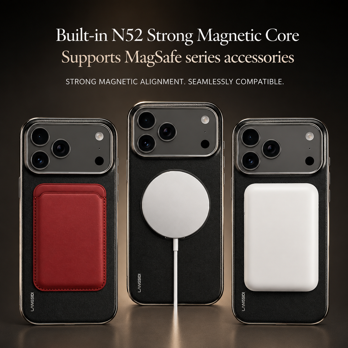 Premium iPhone Case Magnetic Leather Protective Cover Rotating Ring Holder Shockproof Full Lens Protection Slim PC TPU Full Coverage