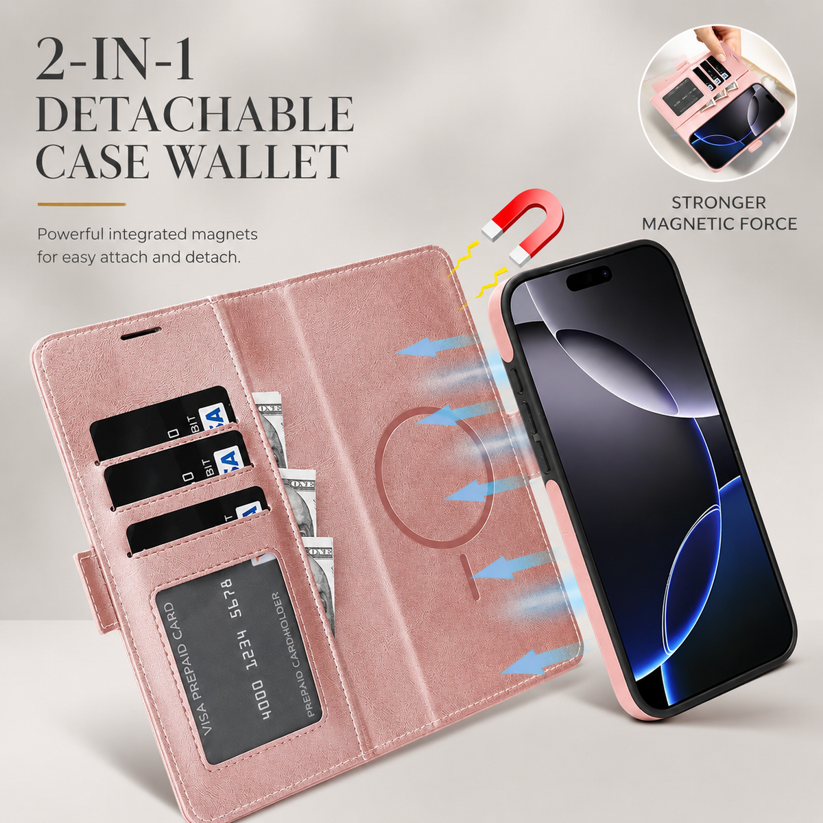 Premium iPhone Case Magnetic Leather Wallet Cover Flip Card Holder MagSafe Dual Layer Shockproof Matte Protection